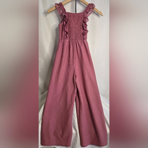 🌸 Speechless Kids Mauve Smocked Wide-Leg Jumpsuit | Girls Size Small - Picture 1 of 8